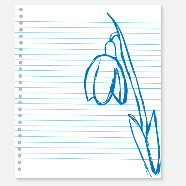 Σκίτσο του ένα λουλούδι στο σημειωματάριο φύλλο — Διανυσματικό Αρχείο