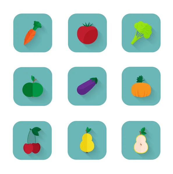Iconos planos modernos un estilo de vida saludable, una nutrición adecuada . — Vector de stock