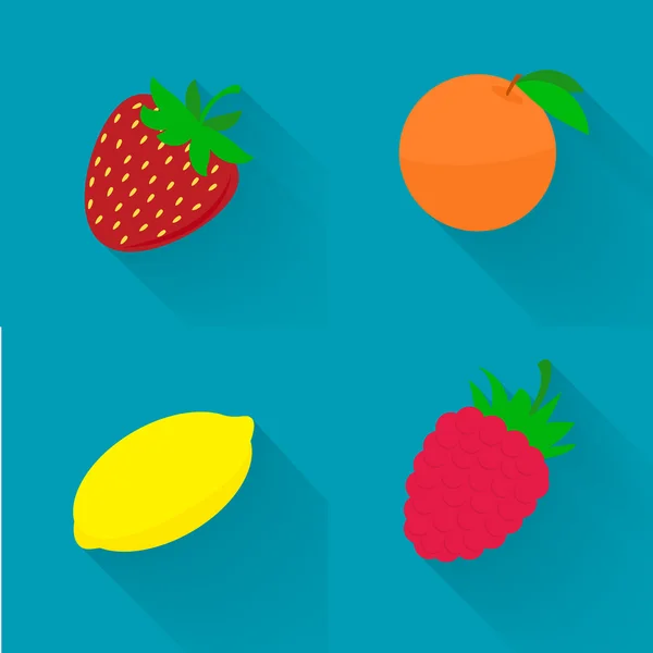 Ilustração plana - fruta suculenta, conjunto de frutas —  Vetores de Stock