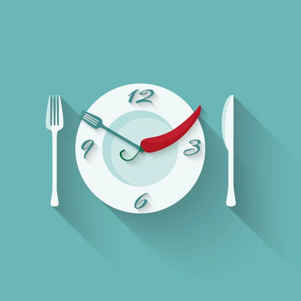 Plate with cutlery - fork and knife. Time to eat. Diet — Stock Vector