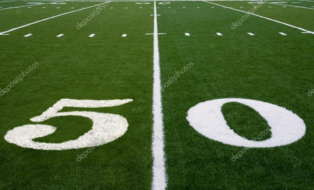 Football Field 50 Yard Line Stock Photo by ©saje 97219506