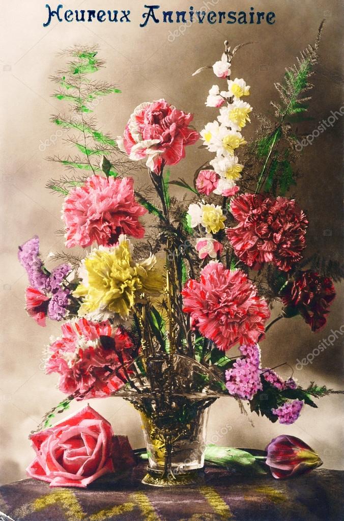 Old Postcard With A Bouquet Of Flowers For A Happy Birthday Stock Editorial Photo C Gilles Paire Old Postcard With A Bouquet Of Flowers For A Happy Birthday Stock Editorial Photo C Gilles Paire