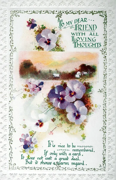 Cartão postal velho para a flor para todas as ocasiões — Fotografia de Stock
