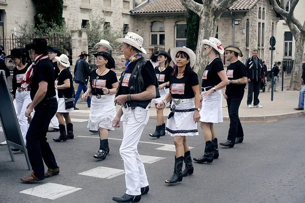 Country dancers in full demonstration Stock Image