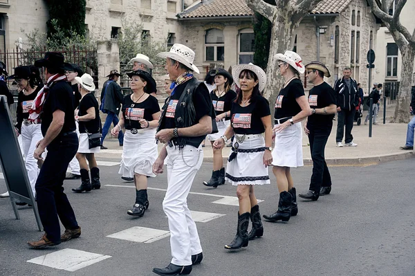 Country dansers in volledige demonstratie Stockafbeelding