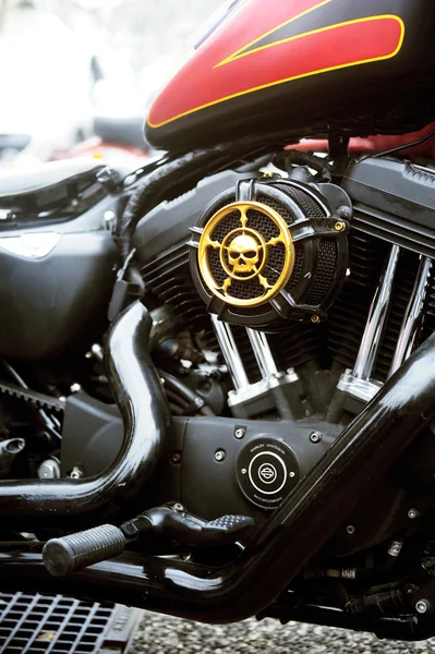 Close-up on a Harley Davidson with custom art Stock Photo