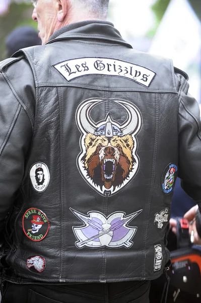 Embroidery on the back of a biker jacket — Stock Photo, Image