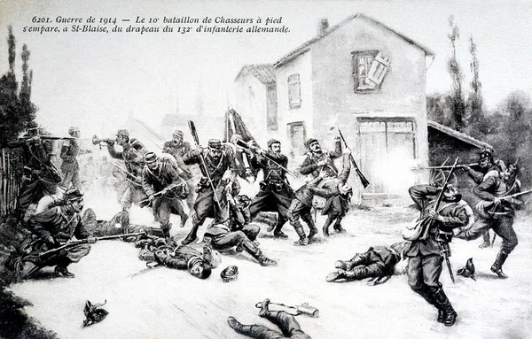 The 10th battalion of foot fighters captured in Saint-Blaise Stock Photo