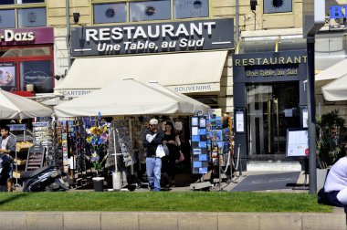 souvenir shop and postcards on the old port of Marseille