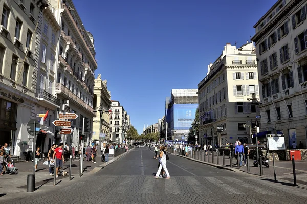 Avenue of La Canebiere from the old port of Marseille — Zdjęcie stockowe