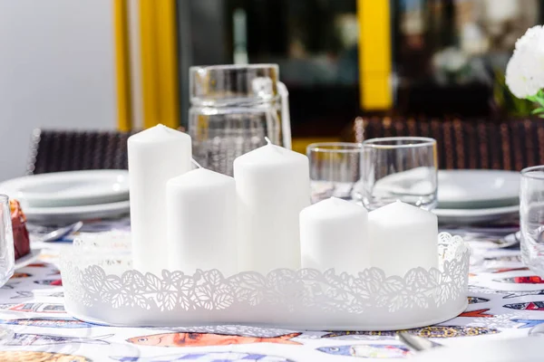 Conjunto Mesa Para Uma Festa Evento Recepção Casamento — Fotografia de Stock