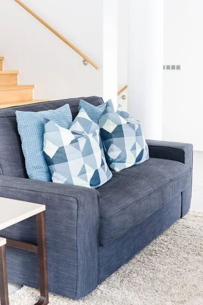 Real Photo Grey Sofa Standing Stylish Living Room Interior White — Stockfoto