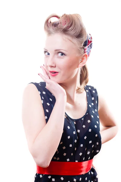 Girl in polka dot dress — Stock Photo, Image