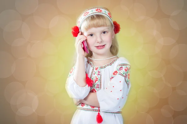 Girl in Ukrainian embroidered clothes — Stock Photo, Image