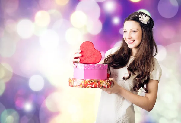 Woman with present boxes — Stock Photo, Image