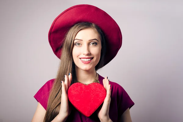 Young woman with present — Stock Photo, Image