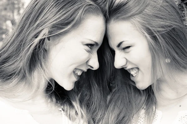 Women roaring at each other — Stock Photo, Image