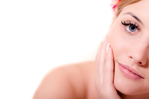 Mujer rubia con sonrisa feliz — Foto de Stock