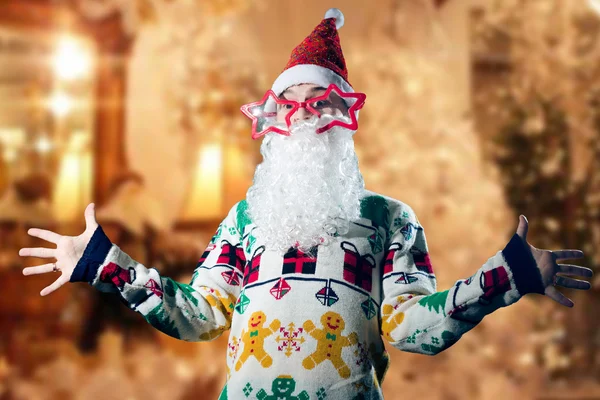 Uomo in costume da Babbo Natale — Foto Stock