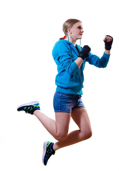 Salto alto boxe bionda ragazza — Foto Stock