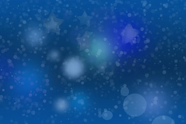 Sfondo digitale orizzontale blu con fiocchi di neve bianchi ed effetto bokeh — Foto Stock