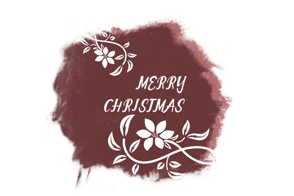 Italic white New Year greetings on bright marsala watercolor spot — 스톡 사진