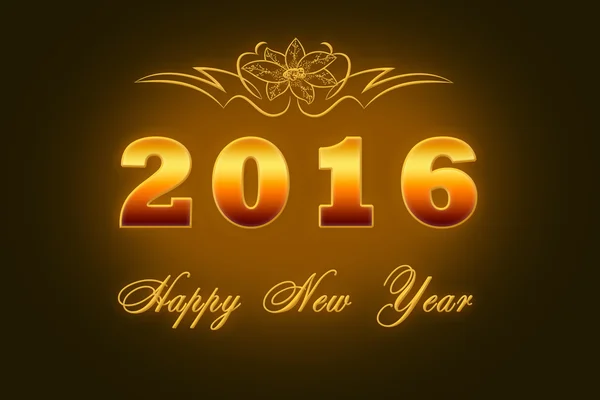 Horizontal golden digital background Happy New Year sign — ストック写真