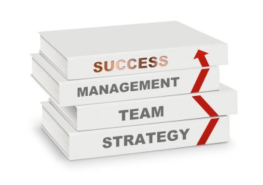 Yönetim, takım, strateji, başarı ve ar yığın kitap kapalı