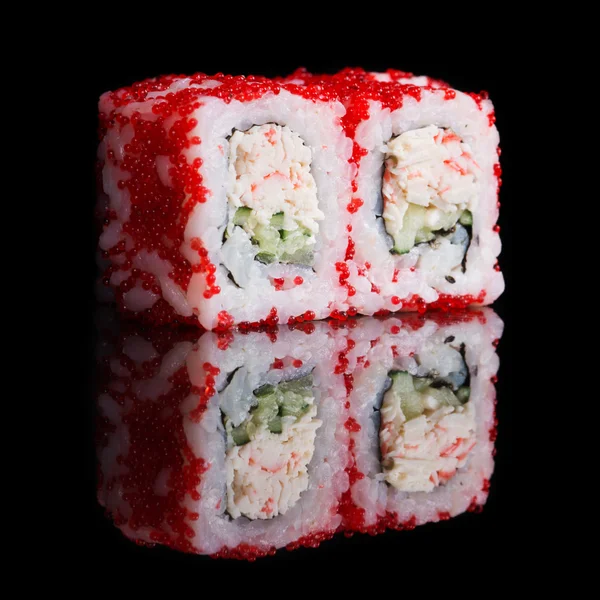 Sushi rolls with crab sticks and cucumber — Stock Photo, Image