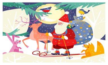 İnsanlar Noel için vektör çizimleri hazırlıyorlar. Noel ağacını mücevherler ve çelenklerle süslemek.