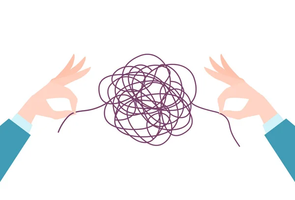 Psychotherapy help metaphor, vector illustration. Psychoanalysis session patient, solution tangle problems, mental health support concept. — Διανυσματικό Αρχείο