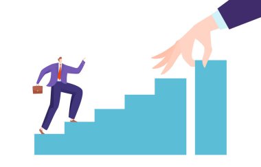 Büyüme işi, genç başarılı iş adamı büyüme konsepti, tasarım çizgi film stili vektör çizimi, beyaz üzerine izole edilmiş..