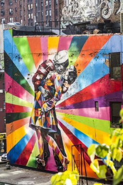 duvar hemşire ve denizci bir eski tuğla cephe'yeni, öpücük