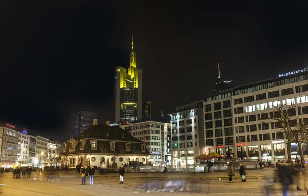 Illuminated buildings and skyline at night during Luminale  in F — Stock Photo, Image