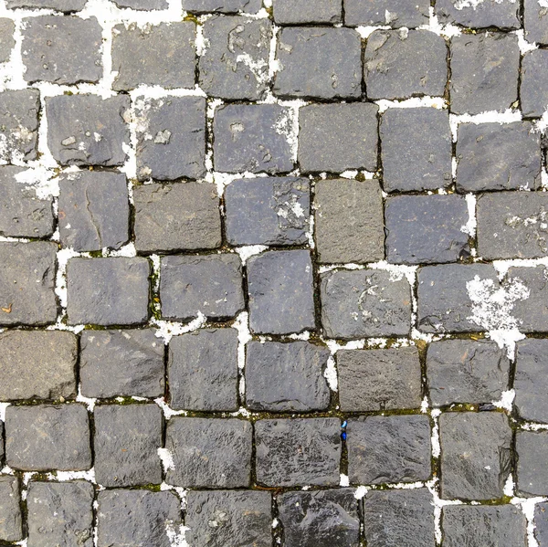 Velho calhau pedra rua fundo — Fotografia de Stock