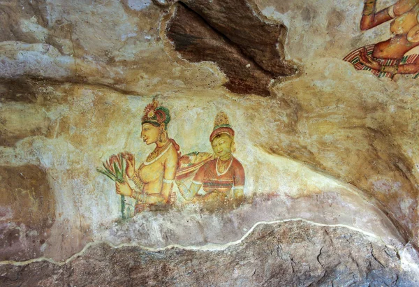 Sigiriya kızlık - antik kaya fortr fresklere 5. yy — Stok fotoğraf