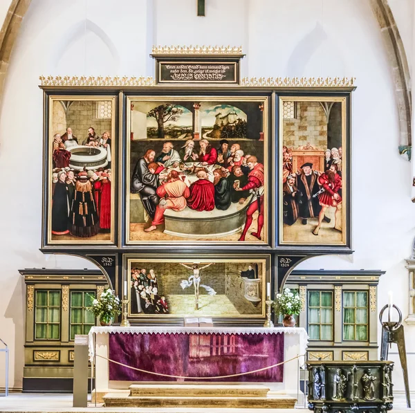 Famoso altare di Lucas Cranach nella chiesa civica di Wittenber — Foto Stock