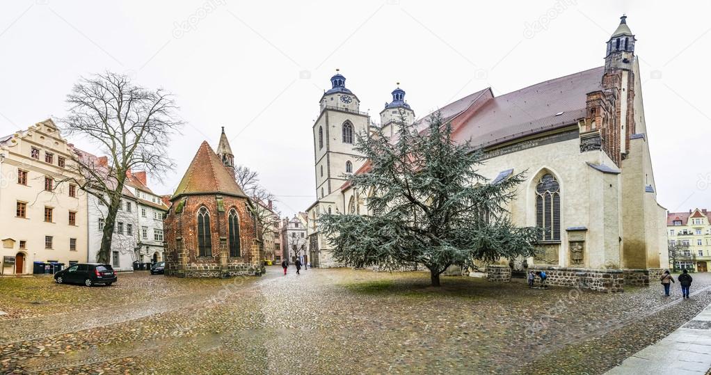 Città chiesa di Lutero Città Wittenberg — Foto Editoriale Stock