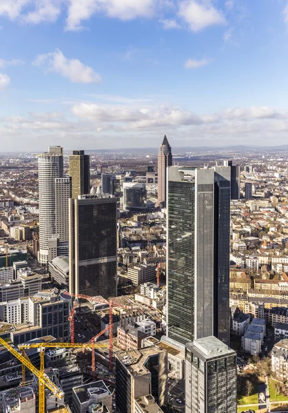Antena do distrito financeiro em Frankfurt — Fotografia de Stock