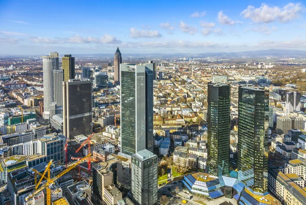 Aerial of the financial district in Frankfurt — Stock Photo, Image