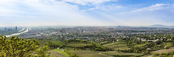 Panoramy Wiednia z przedmieścia i Dunaju — Zdjęcie stockowe