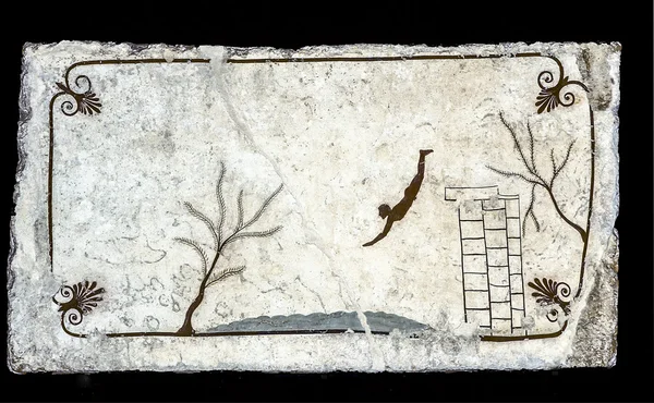 Mural nurka w Paestum — Zdjęcie stockowe