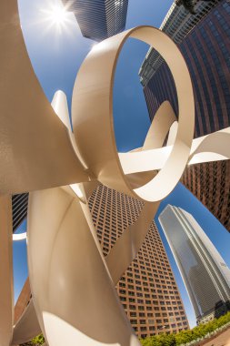 Los Angeles şehir merkezindeki gökdelen perspektifi