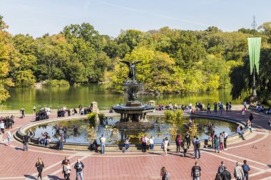insanlar New York central Park'ta dinlenin