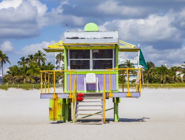 life tower beach huts at south beach in Miami