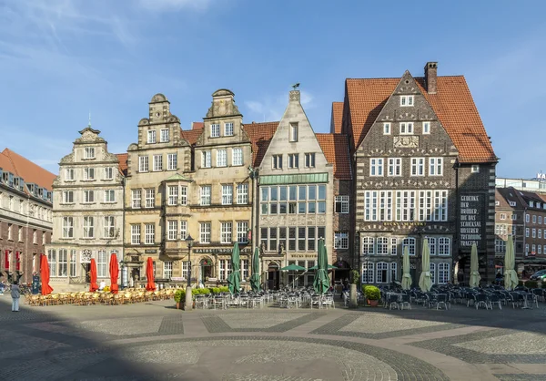 Fachada de antiguas casas Guilde en el lugar de mercado en Bremen — Foto de Stock