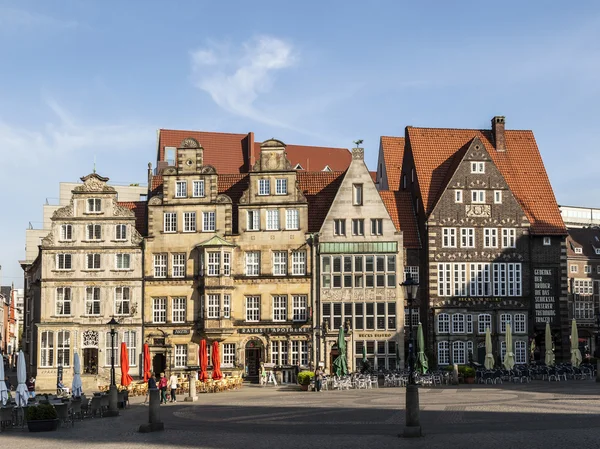 Ayuntamiento y Estatua de Roland en la Plaza del Mercado de Bremen — Foto de Stock