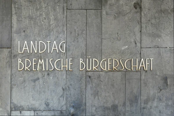 Sign Landtag Bremische Buergerschaft at the Landtag in Bremen — Stock Photo, Image