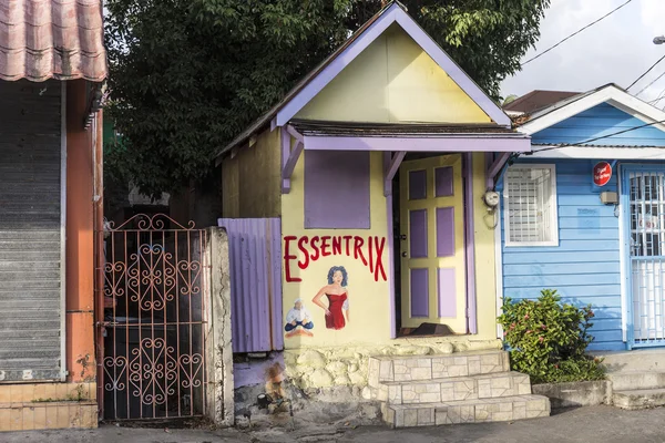 Cabana de madeira cênica no bairro Carib Território em Roseau — Fotografia de Stock