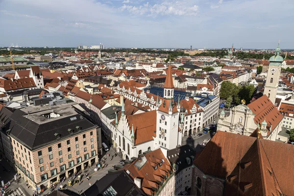 Beautiful super wide-angle sunny aerial view of Munich, Bavaria. — Stock Photo, Image